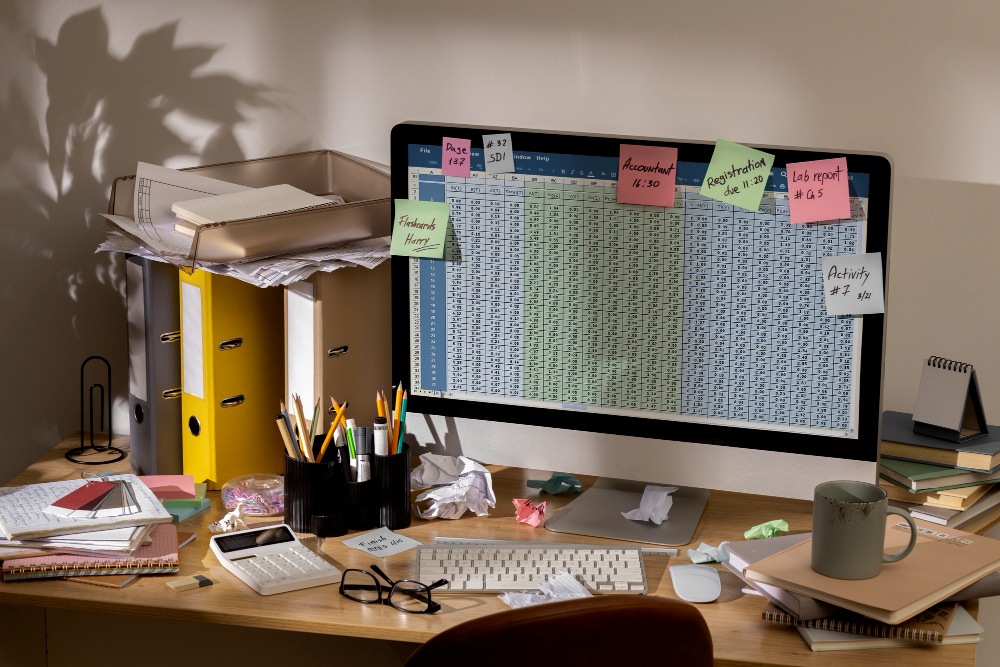 7 Signs You're Ready To Hire A Virtual Assistant: image of a messy desk