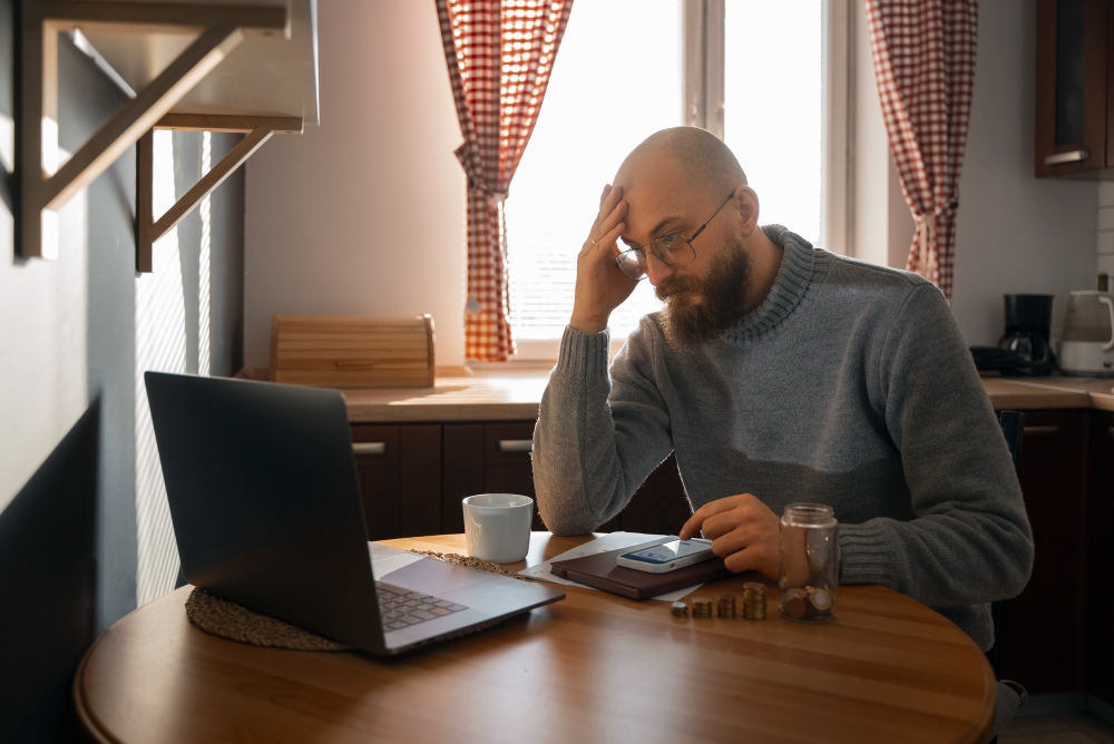 Your Business Needs A System Your Business Needs A System: Man looking stressed at desk